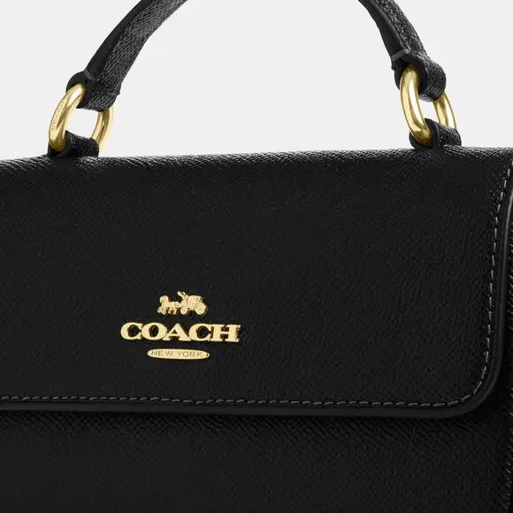 🖤💛Coach NWT Black Mini Josie Top Handle Bag with Crossbody Strap &Gold Hardware - Picture 3 of 8